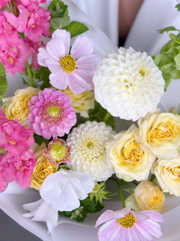 НЕЖНЫЙ БУКЕТ С ГЕОРГИНОМ И ПИОНОВИДНОЙ РОЗОЙ НЕЖНЫЙ БУКЕТ С ГЕОРГИНОМ И ПИОНОВИДНОЙ РОЗОЙ